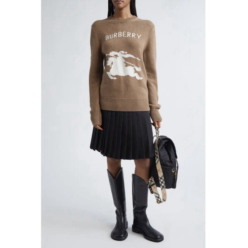 Burberry Scarlett Classic EKD Wool Cashmere Equestrian Crew Sweater NWOT FLAWED